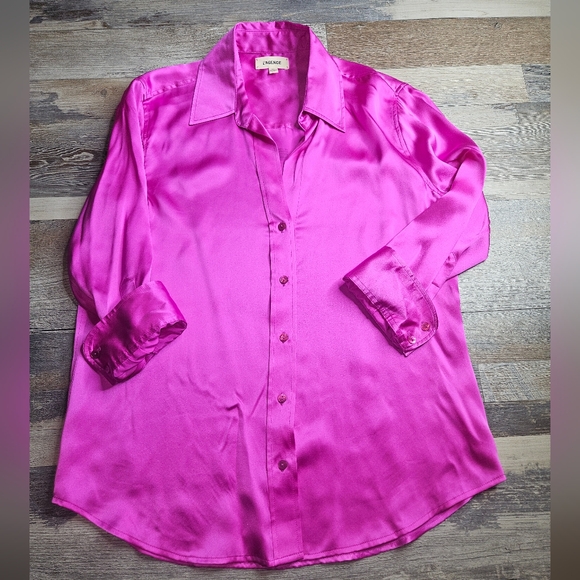 L'Agence The Dani Blouse Silk XS Fuchsia - Picture 3 of 8